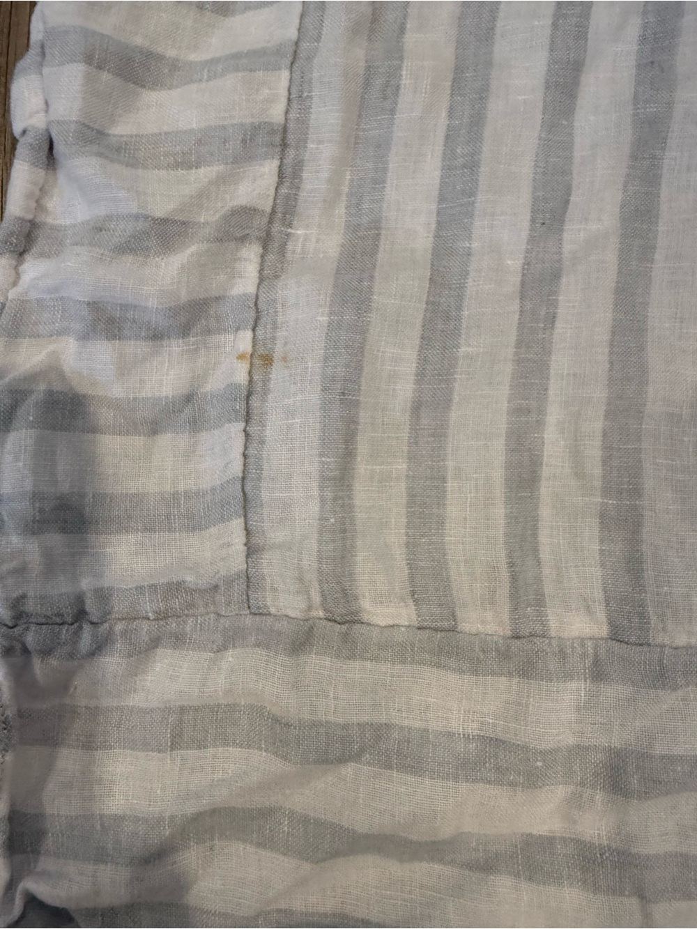 Light grey & White Striped Linen Henley Top - Picture 5 of 5
